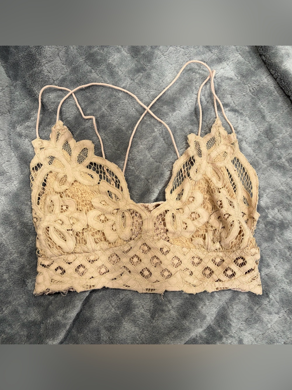 Free People Beige Floral Lace Bralette